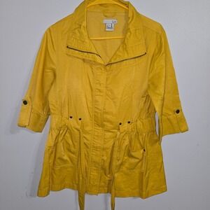 #19‎ Luii Women's Yellow 3/4 Sleeve Cotton Blend Lightweight Jacket Size L
